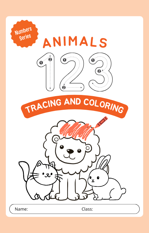 Animals 123 Tracing and Coloring Book