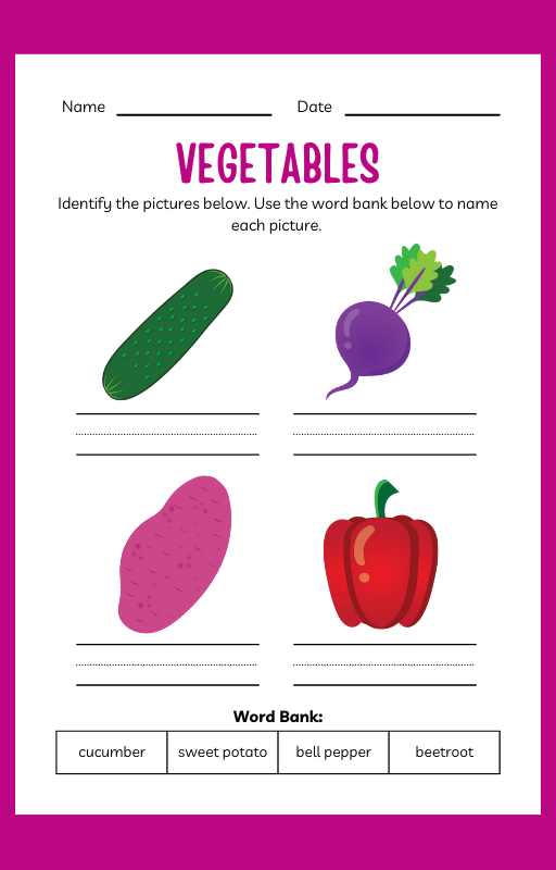 Vegetables ESL Workbook