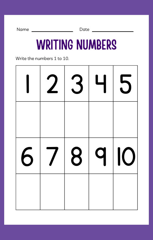 Kindergarten Numbers Workbook
