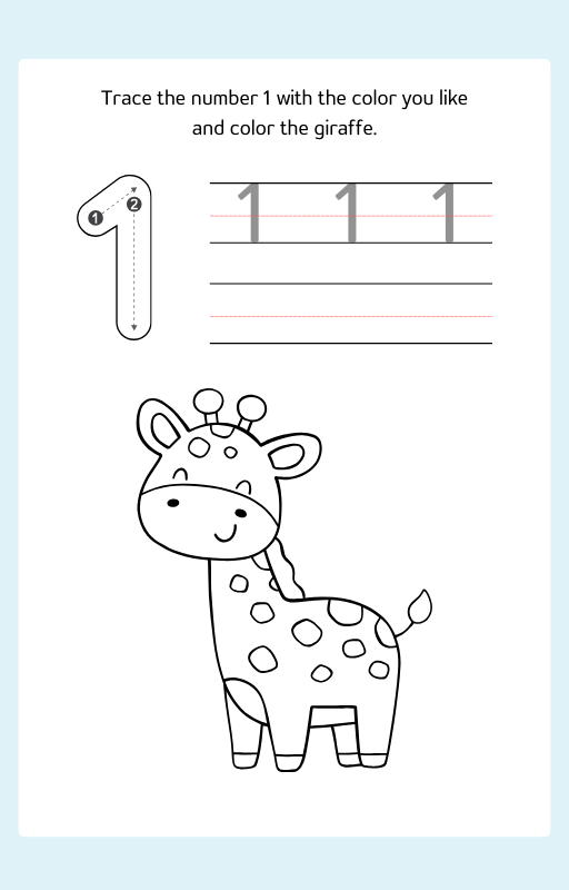 Animals 123 Tracing and Coloring Book