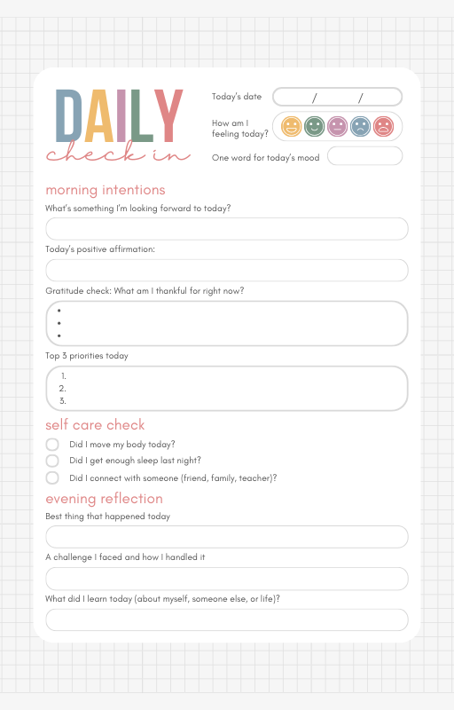 Happiness Planner For High School Students