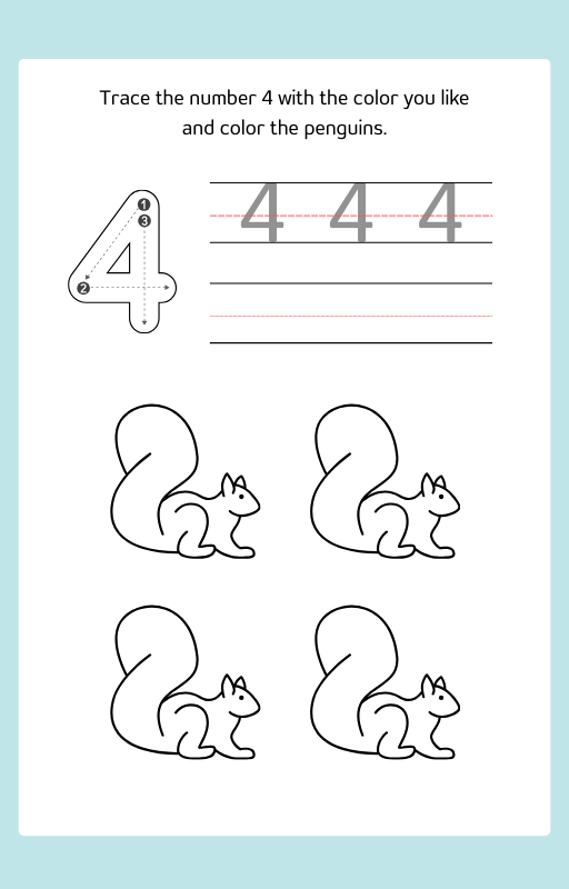 Animals 123 Tracing and Coloring Book